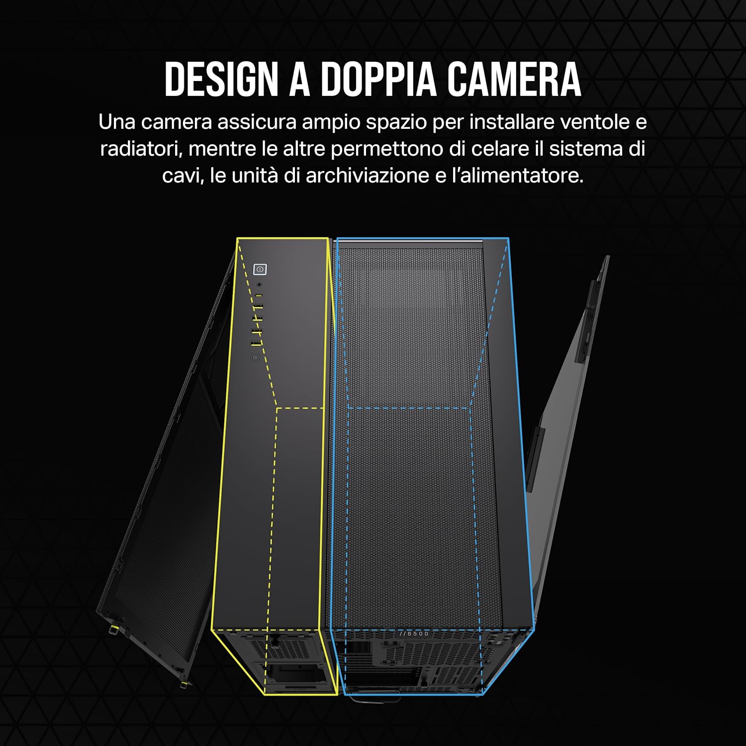 Corsair 6500X Mid-Tower ATX Case PC Doppia Camera, Nero - immagine 3