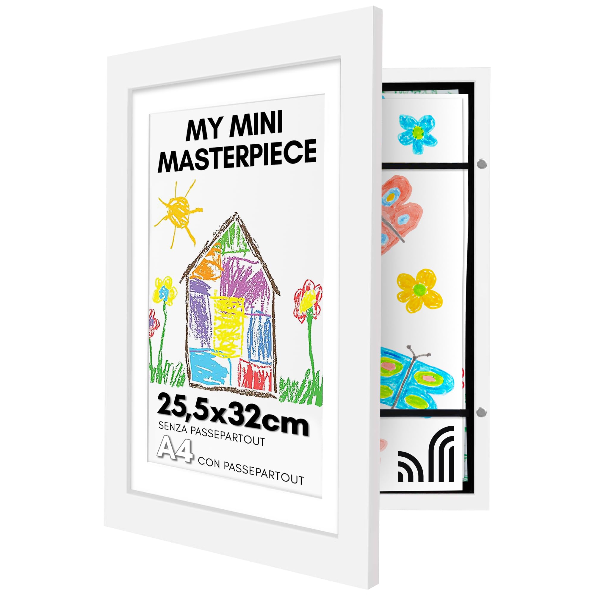 Americanflat Cornice Porta Disegni Bambini (Bianco)