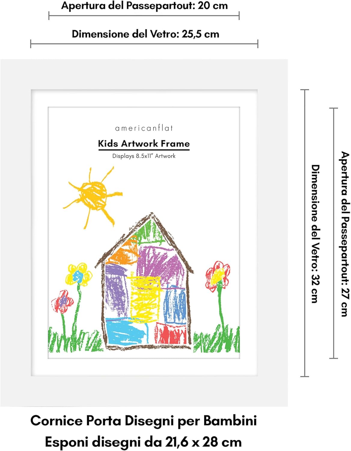 Americanflat Cornice Porta Disegni Bambini (Bianco) - immagine 2