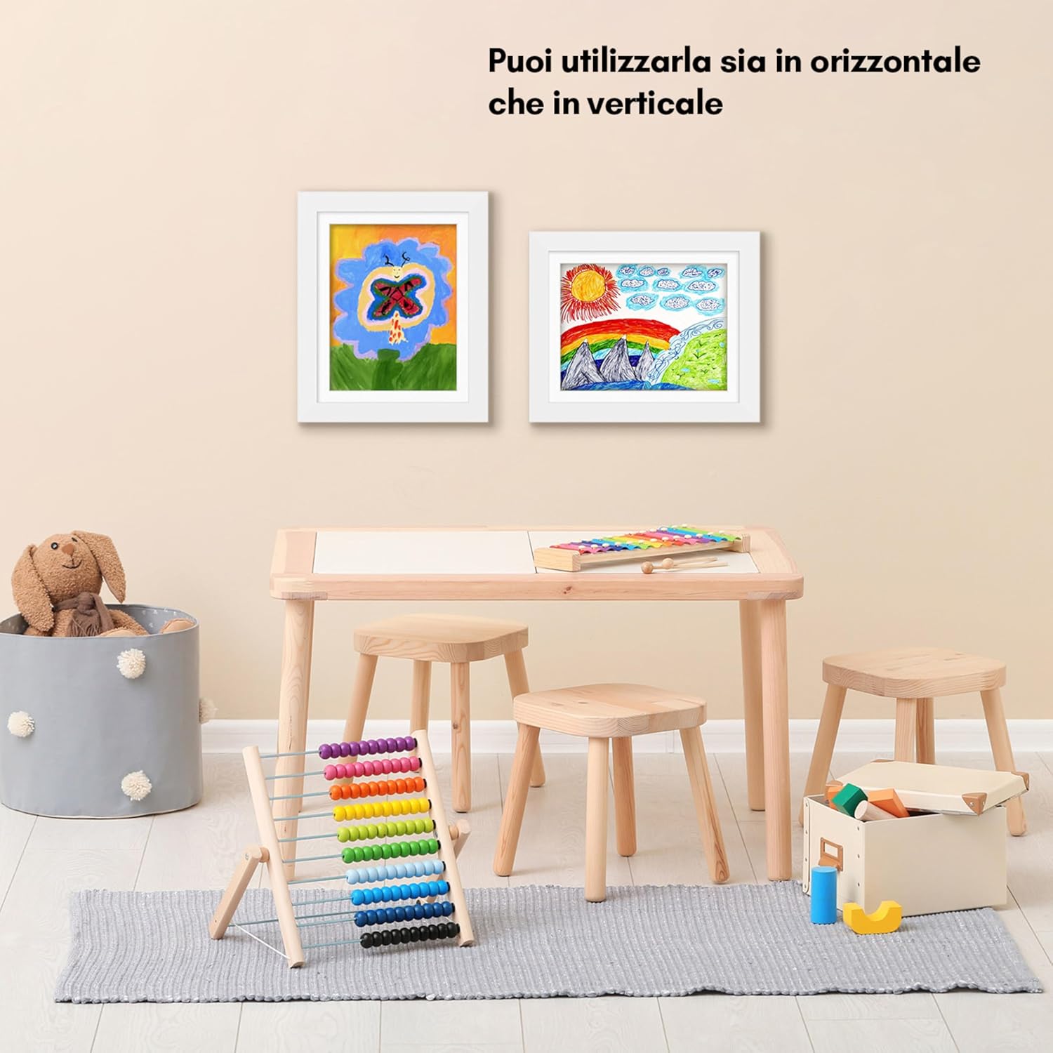 Americanflat Cornice Porta Disegni Bambini (Bianco) - immagine 4