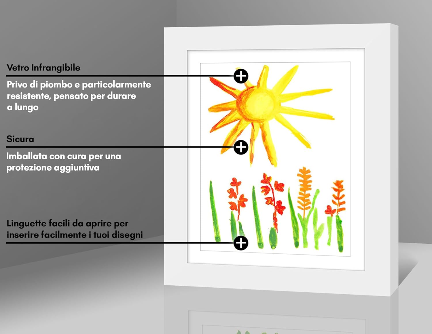 Americanflat Cornice Porta Disegni Bambini (Bianco) - immagine 5