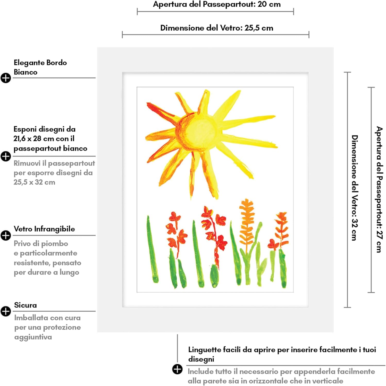 Americanflat Cornice Porta Disegni Bambini (Bianco) - immagine 6
