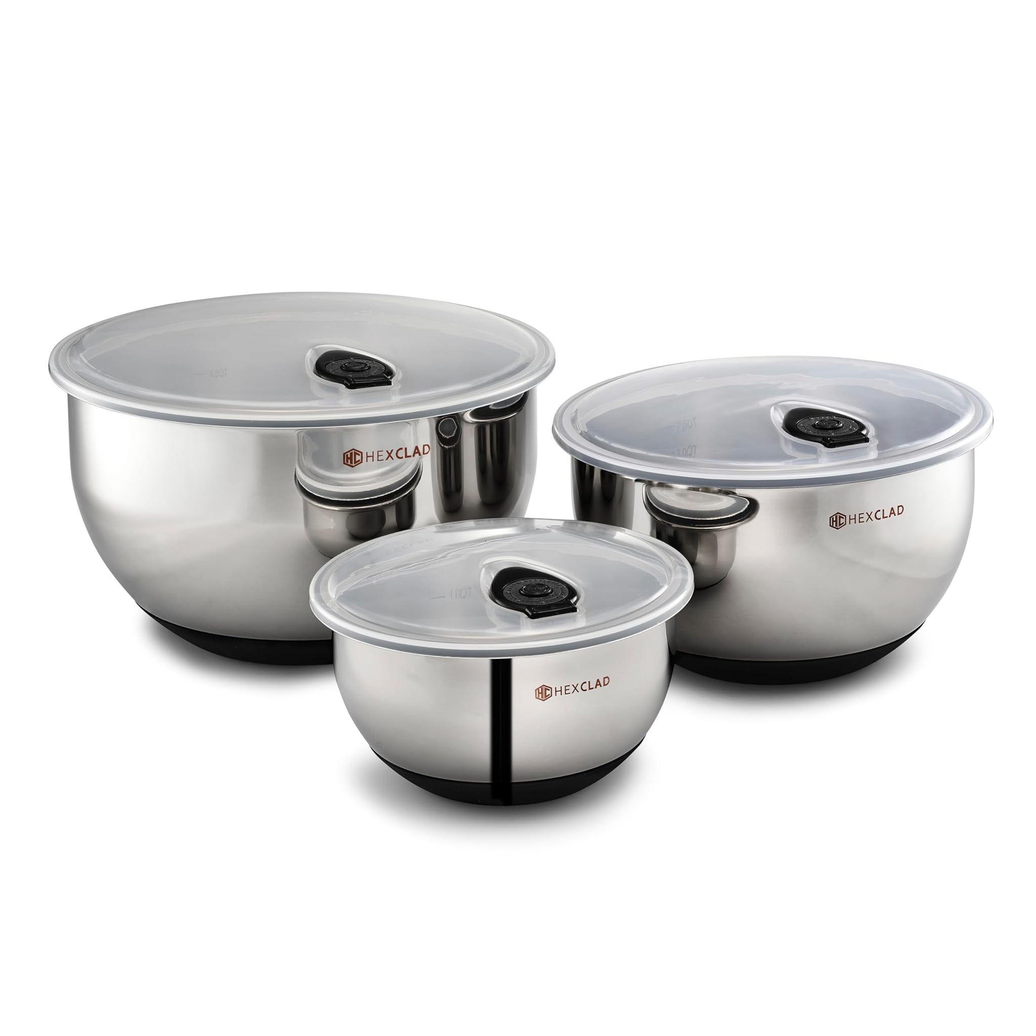 Hexclad Set 3 Ciotole Acciaio Inox con Coperchi