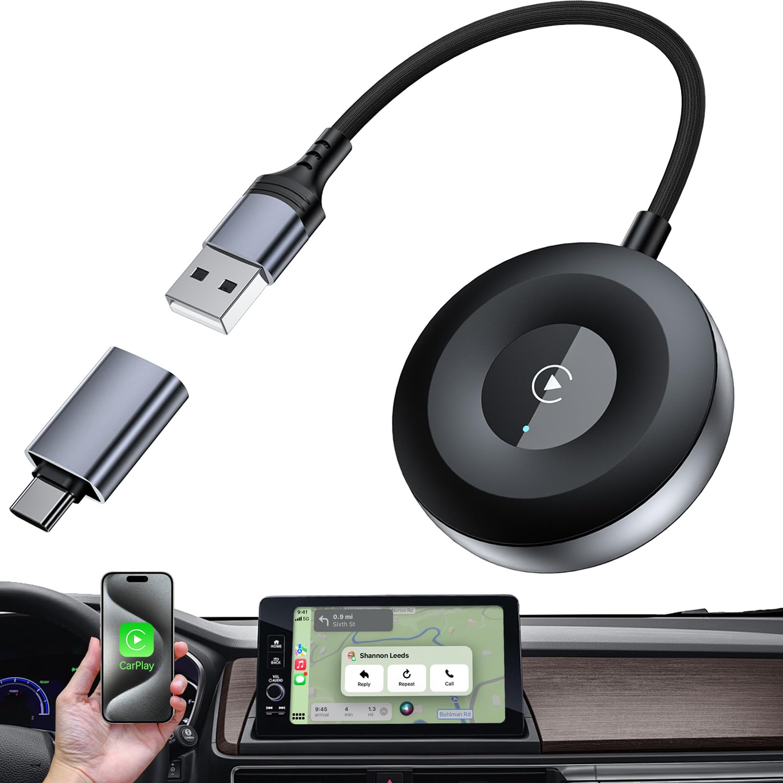 Acaget Adattatore CarPlay Wireless per iPhone iOS 10+