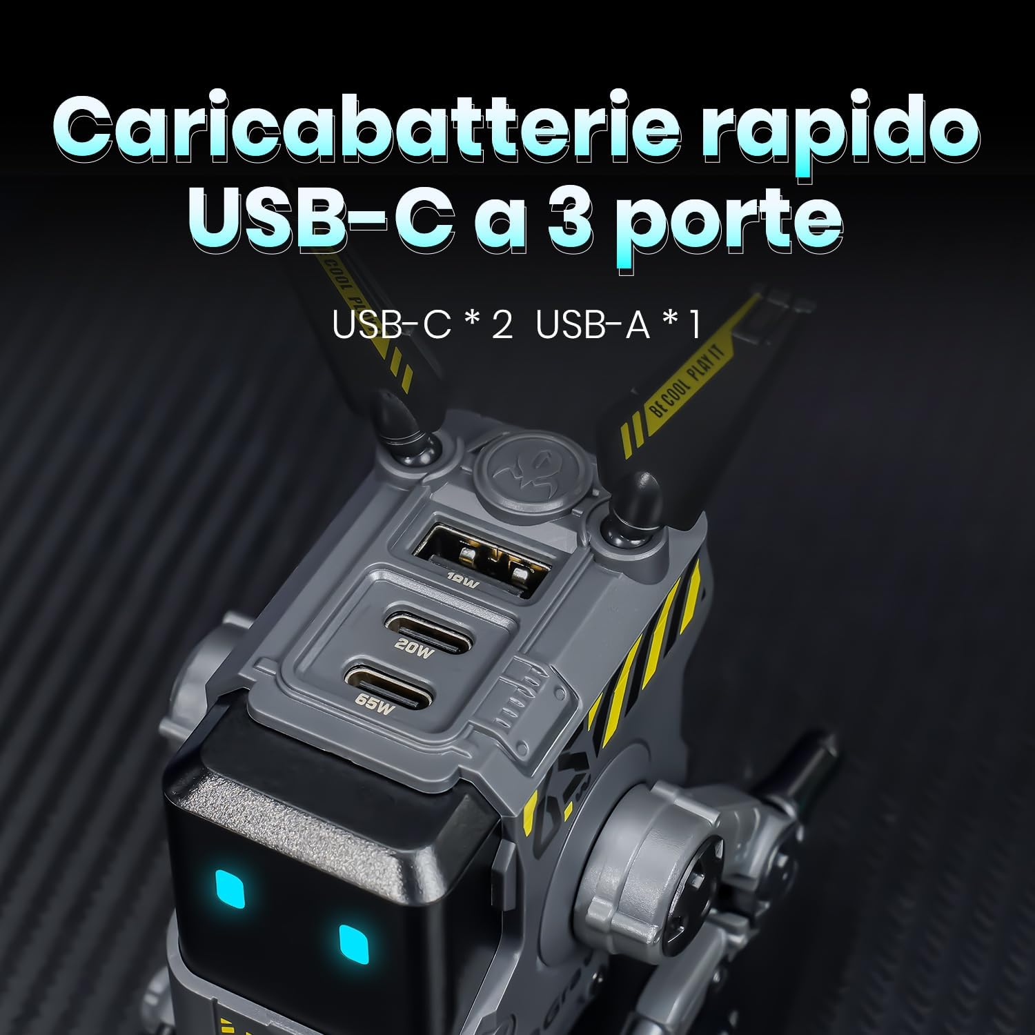 Gravastar Caricabatterie Rapido GaN Alpha 65W 3 Porte - immagine 4