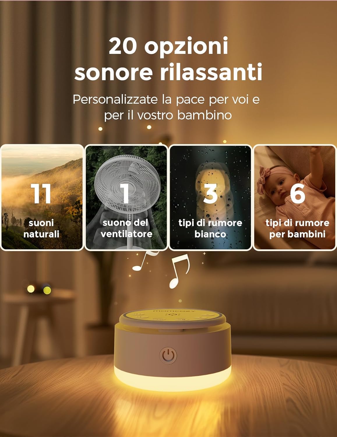 Momcozy Macchina Rumore Bianco per Bambini, Giallo - immagine 2