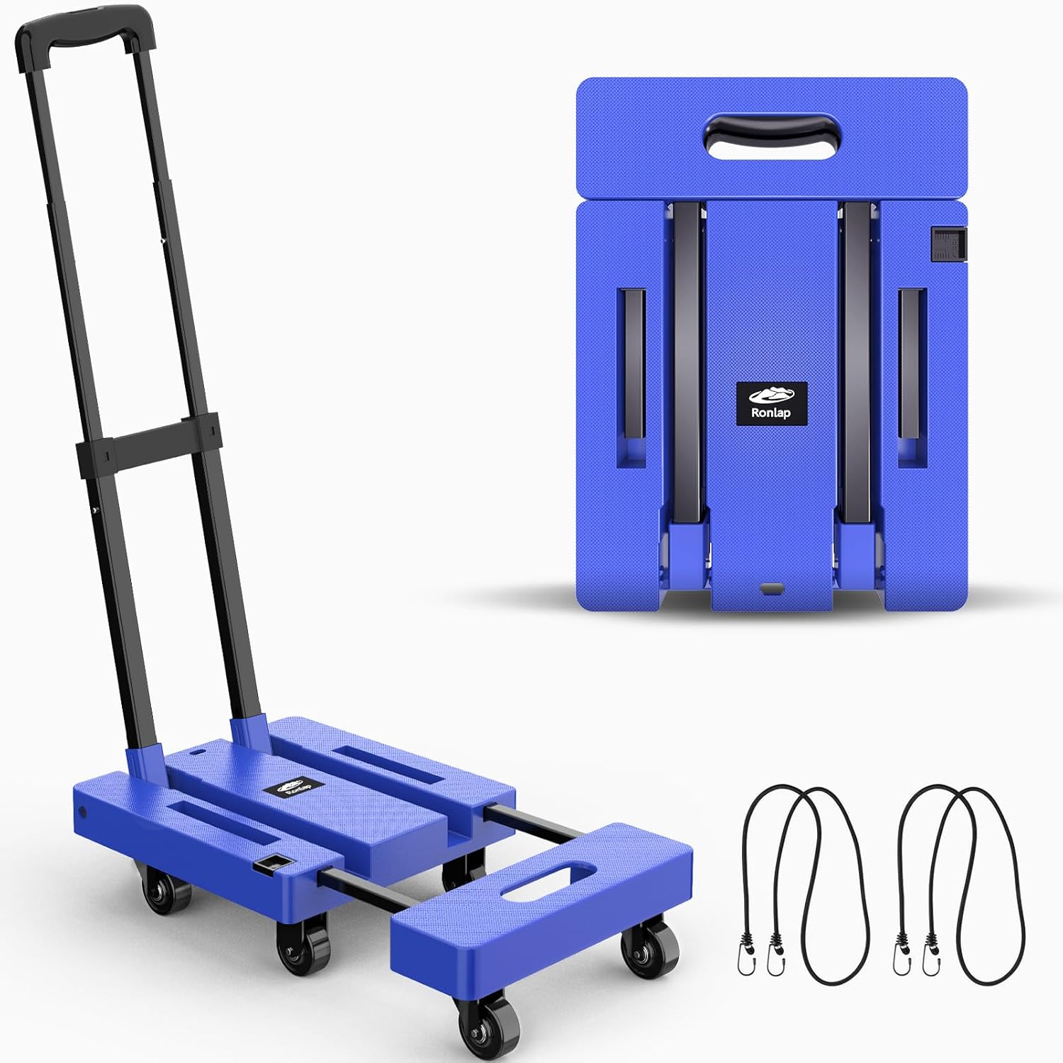 Ronlap Carrello Pieghevole 225KG con 2 Corde, Blu - immagine 1
