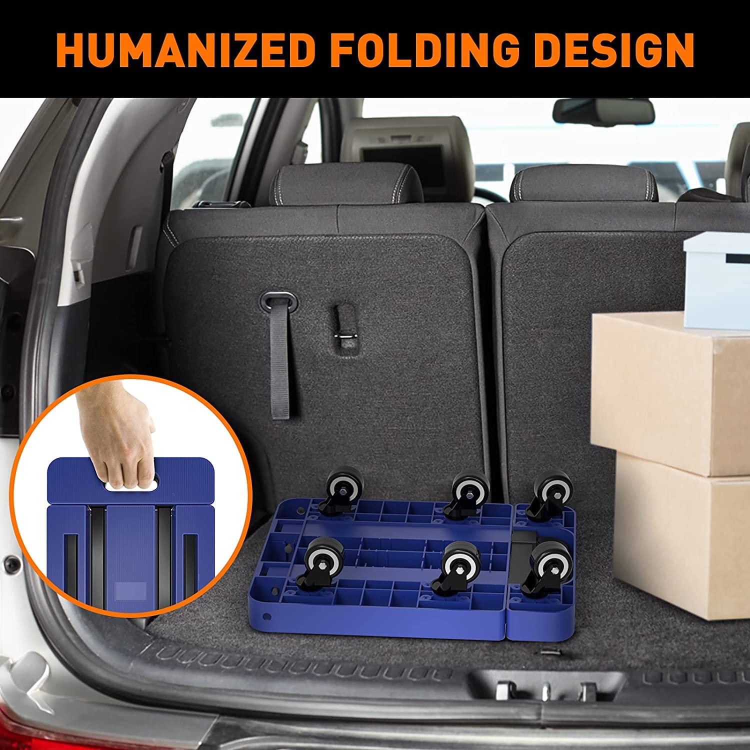 Ronlap Carrello Pieghevole 225KG con 2 Corde, Blu - immagine 4