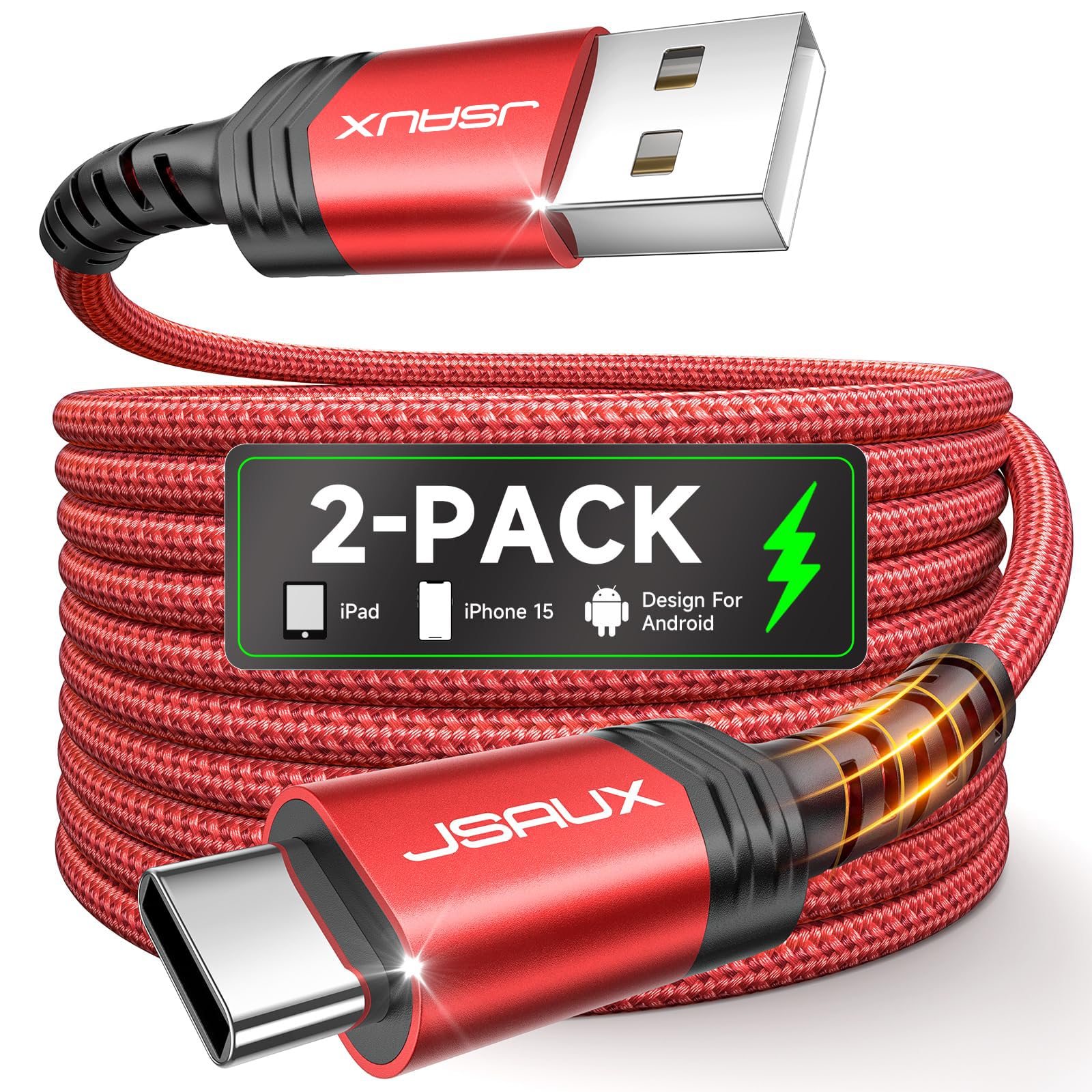 Jsaux Cavo USB Type C Ricarica Rapida 3,1A (2 pezzi, 3M)