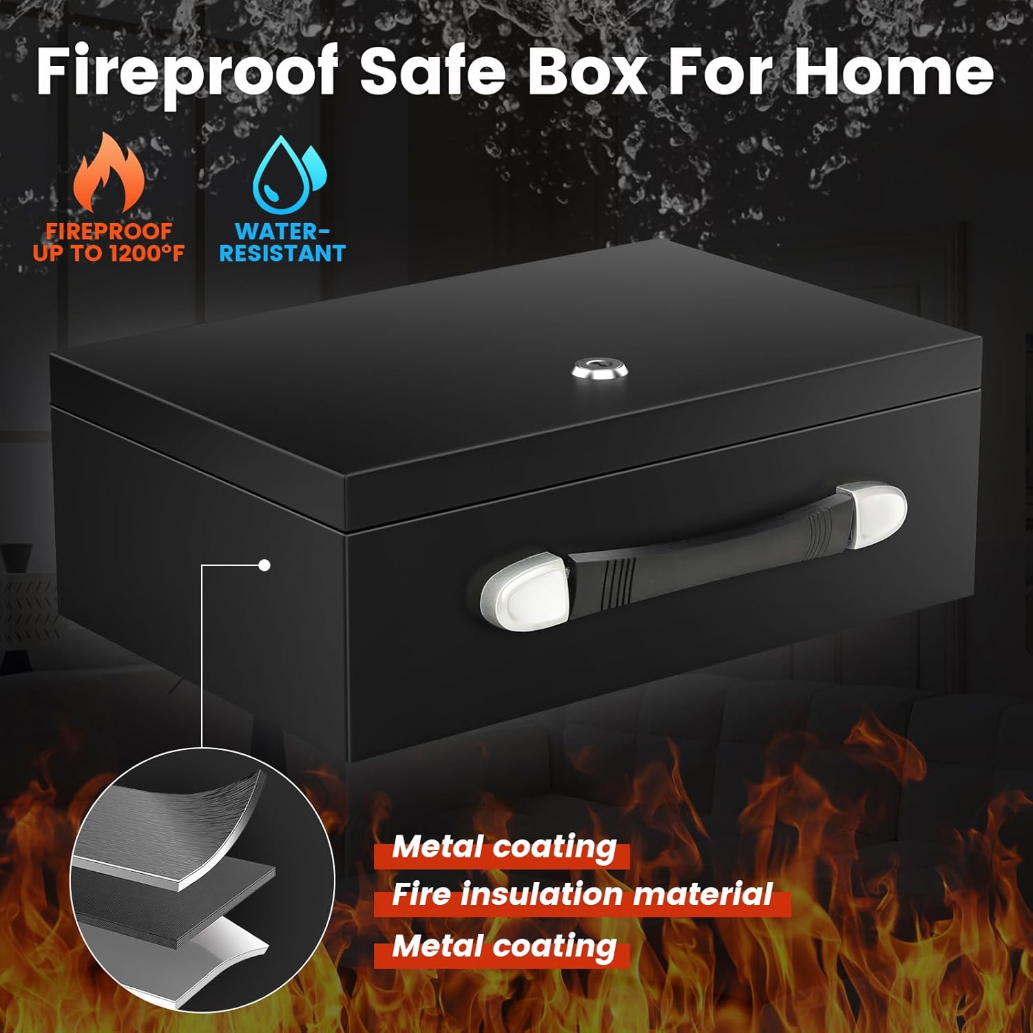 Cassaforte Portatile 18L Ignifuga e Impermeabile con Chiavi - immagine 2