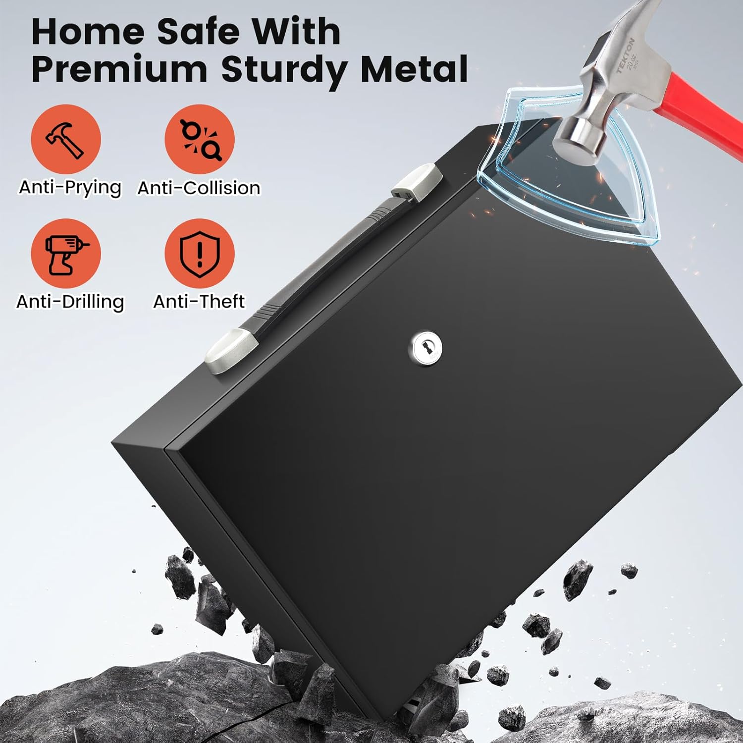 Cassaforte Portatile 18L Ignifuga e Impermeabile con Chiavi - immagine 3