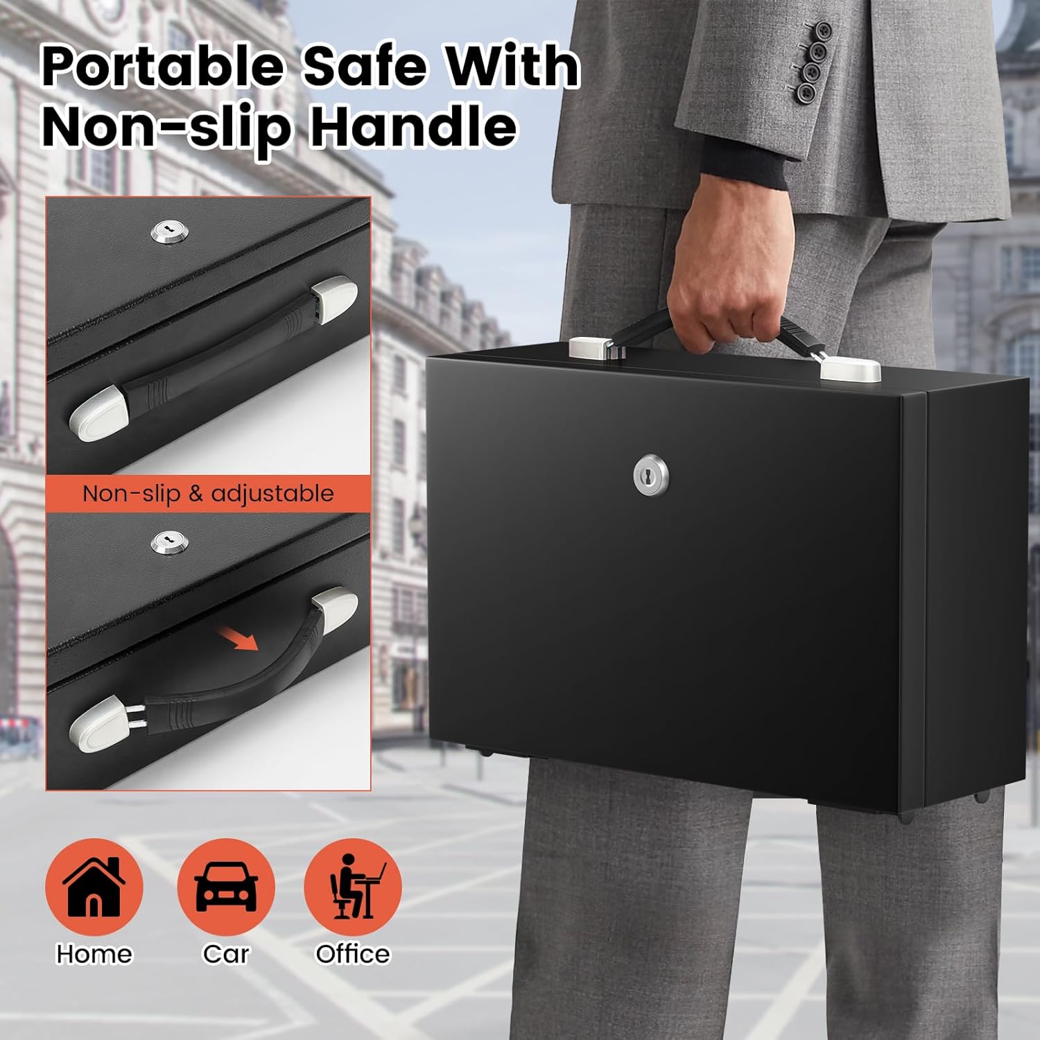 Cassaforte Portatile 18L Ignifuga e Impermeabile con Chiavi - immagine 4