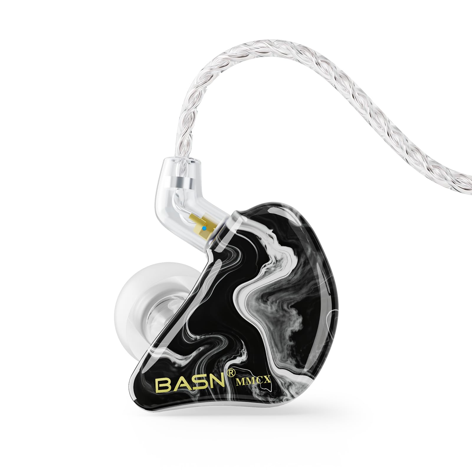 Basn Cuffie Auricolari Triplo Conduttore, Bianco Nero | Velz