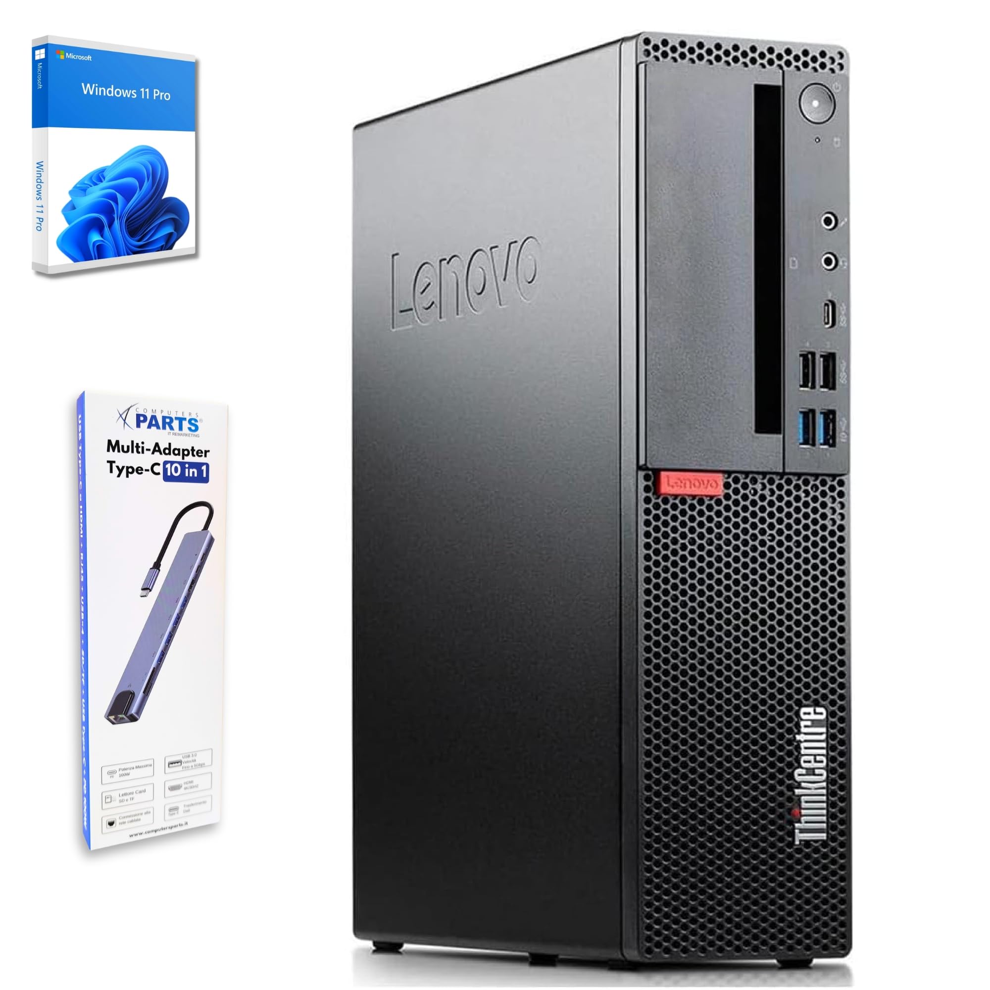 Lenovo Computer ThinkCentre Mx20s SFF PC desktop | Intel Core i5-8500 Fino a 4,10 Ghz | 8 GB RAM |256gb SSD Win 11 Pro USB Type-C – Doking Station 10-1 TPM 2.0 GARANZIA 36 MESI (Ricondizionato)