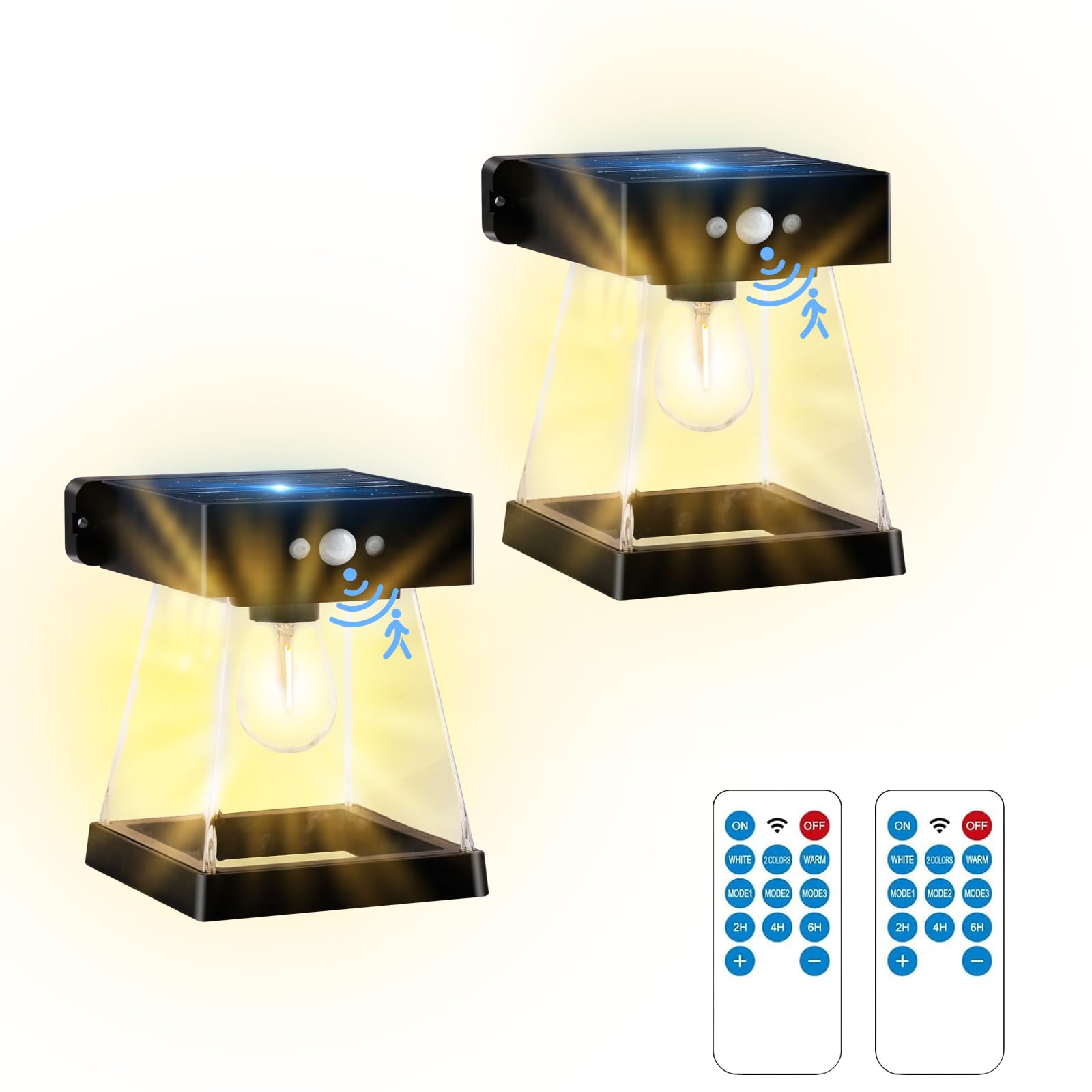 Applique Solare da Esterno con Sensore di Movimento - 2 Pezzi