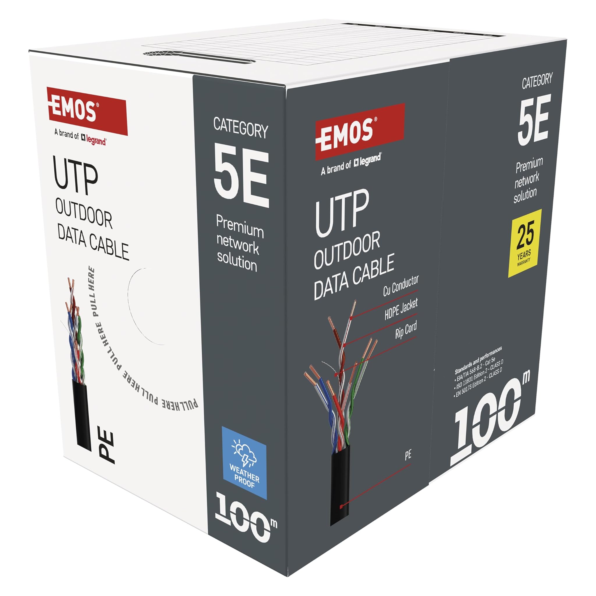 Emos Cavo di Rete UTP CAT 5e 100m, per Esterni