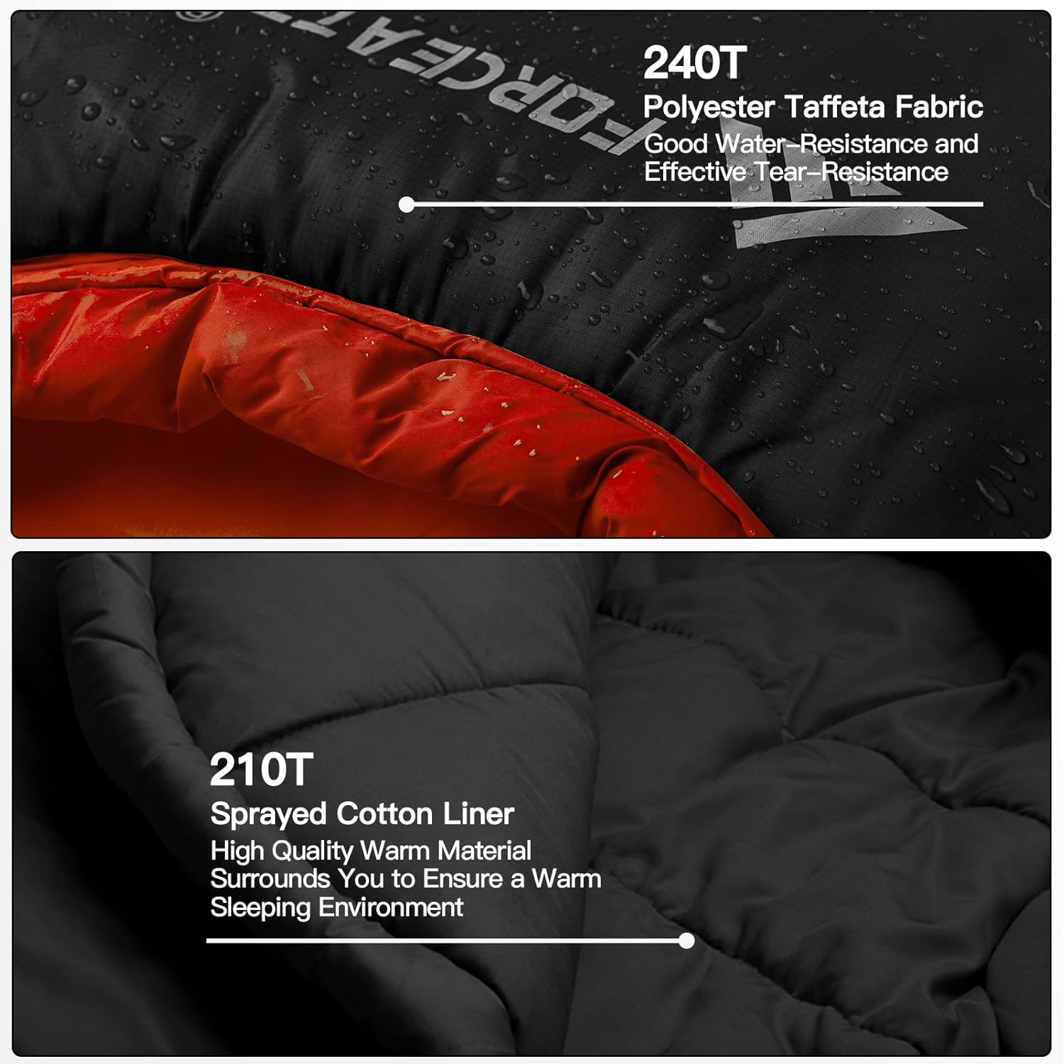 Forceatt Sacco a Pelo Mummia con Cappuccio 0℃-20℃ - immagine 3