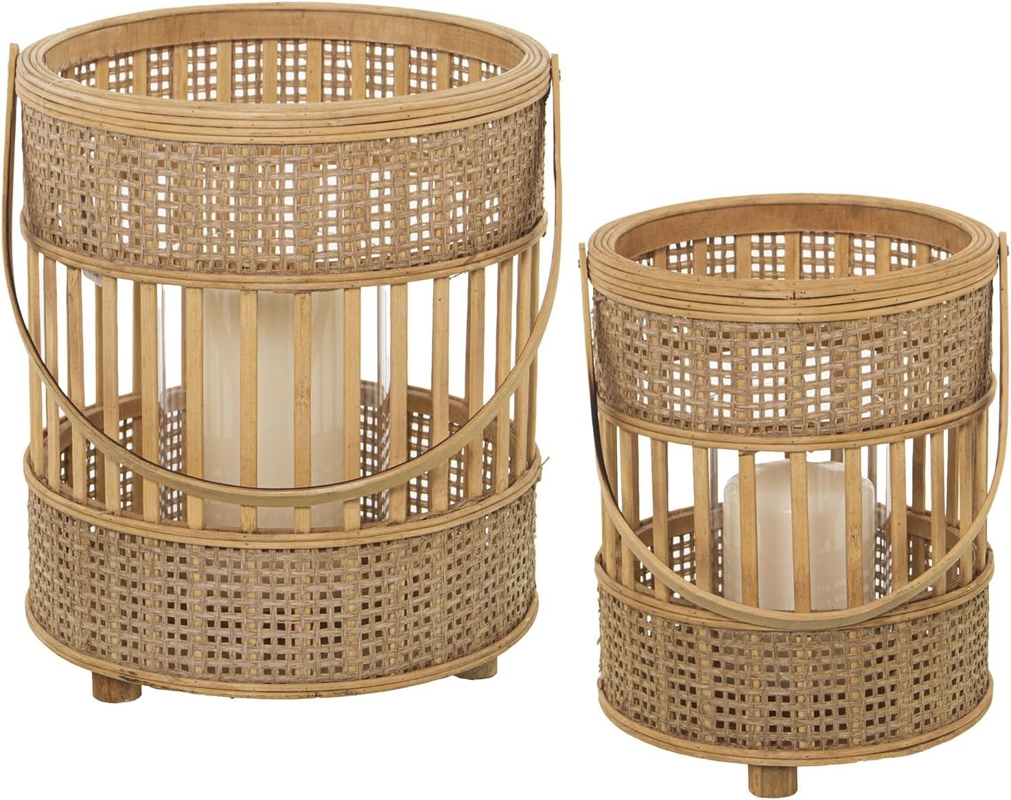 SET 2 FAROLES BAMBU NATURAL_°27X32CM+°20X27CM - immagine 1