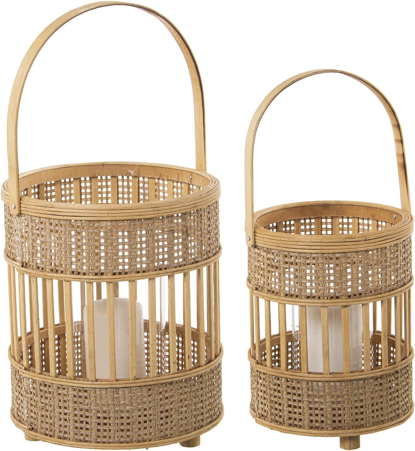 SET 2 FAROLES BAMBU NATURAL_°27X32CM+°20X27CM - immagine 2