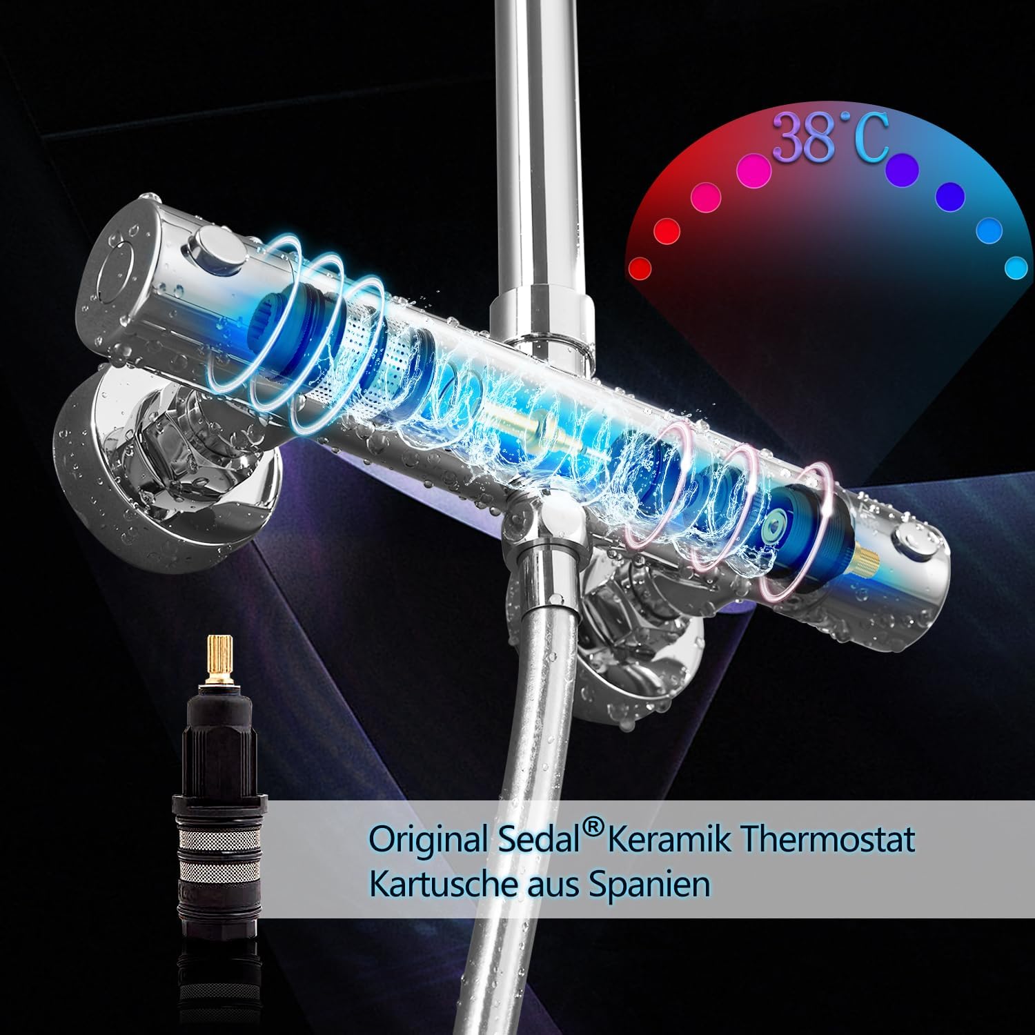 Görbach Colonna Doccia Acciaio Inox Termostatica D25cm - immagine 3