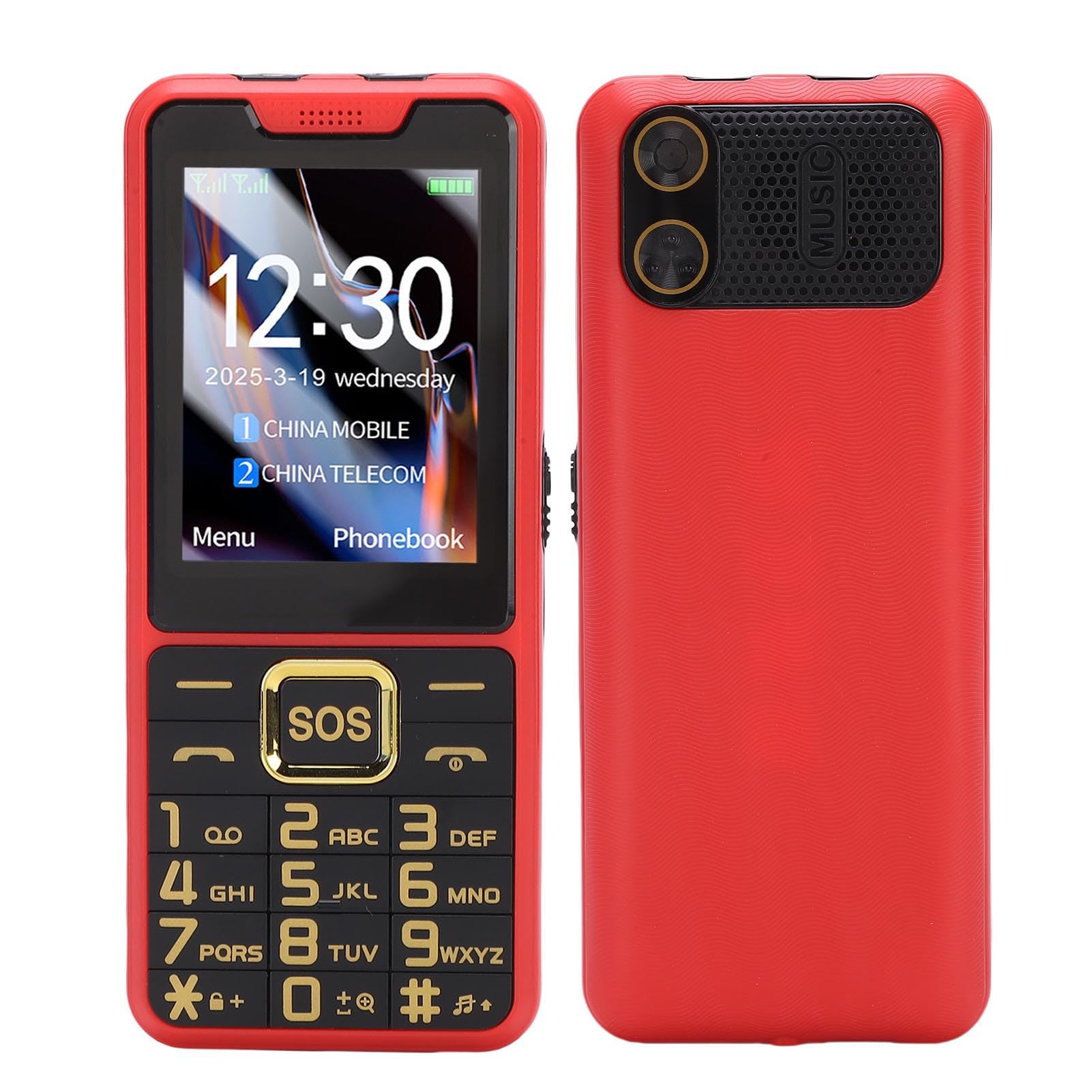 Fockety Telefono Cellulare 4G per Anziani, Rosso