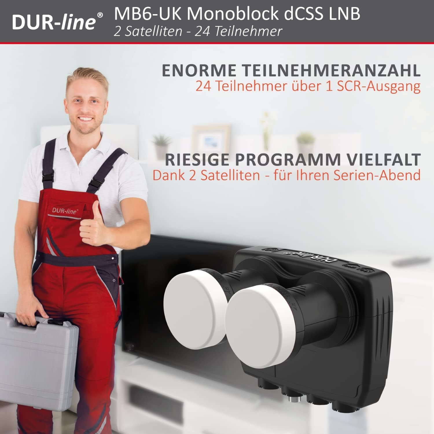 Dur-line 6° Monoblock Unicable LNB - Astra 19,2°E + Hotbird 13°E - immagine 6