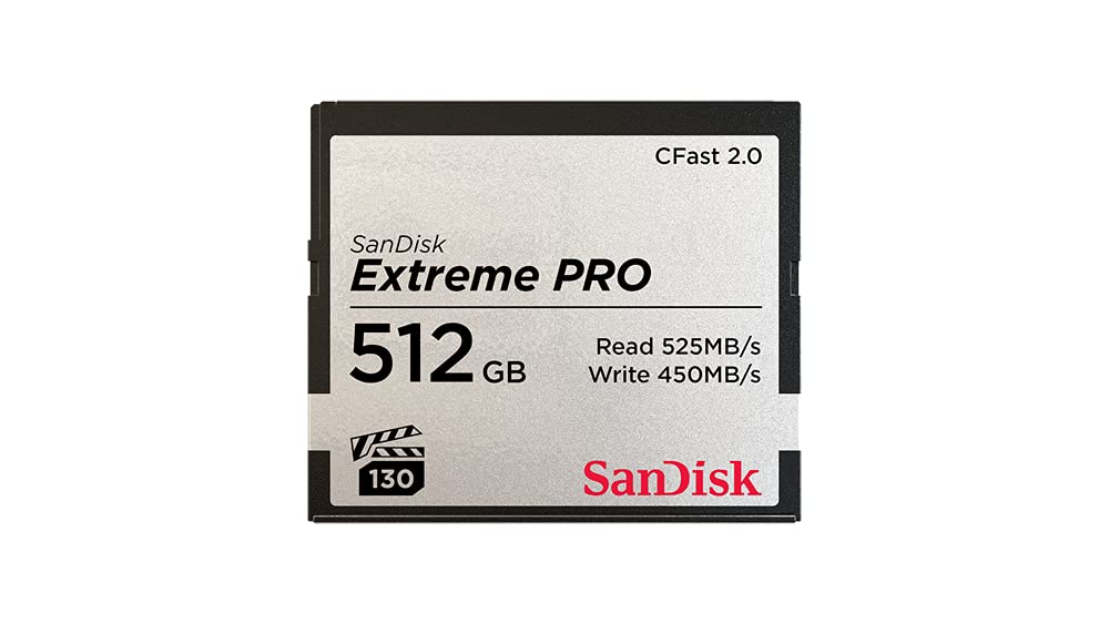 SanDisk Extreme PRO CFast 2.0 Scheda di Memoria da 512 GB, fino a 525 MB/sec