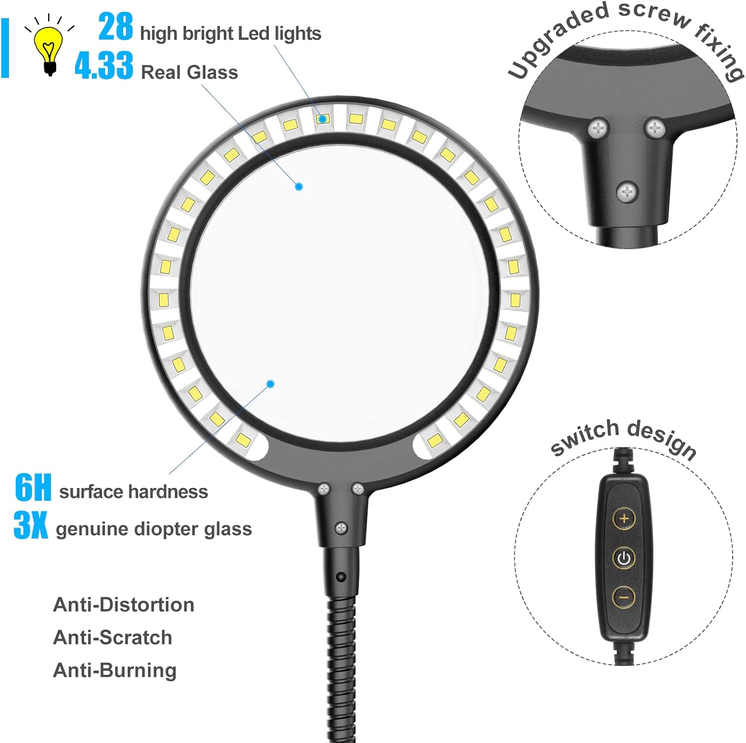 Nomiou Lente d'Ingrandimento con Luce 3x e 28 LED - immagine 9
