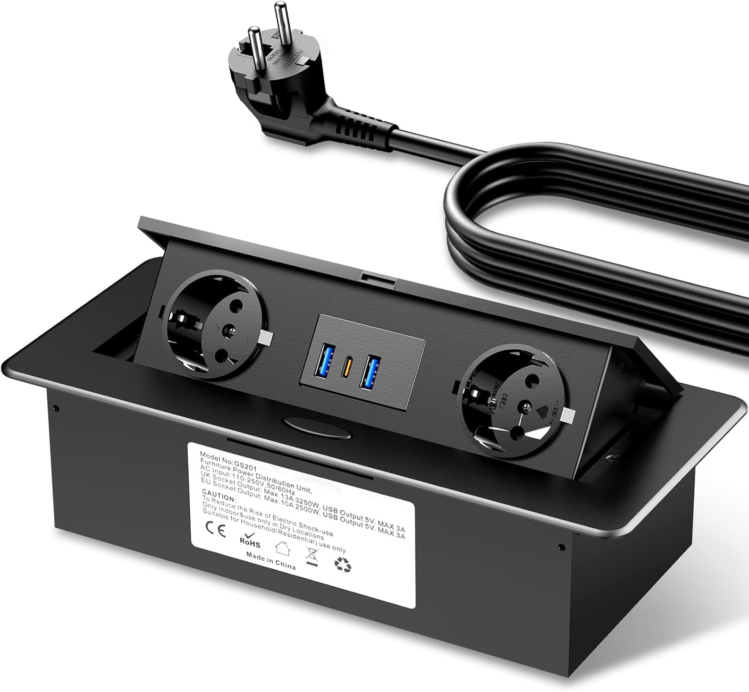 Ciabatta Elettrica a Scomparsa con USB C PD 20W