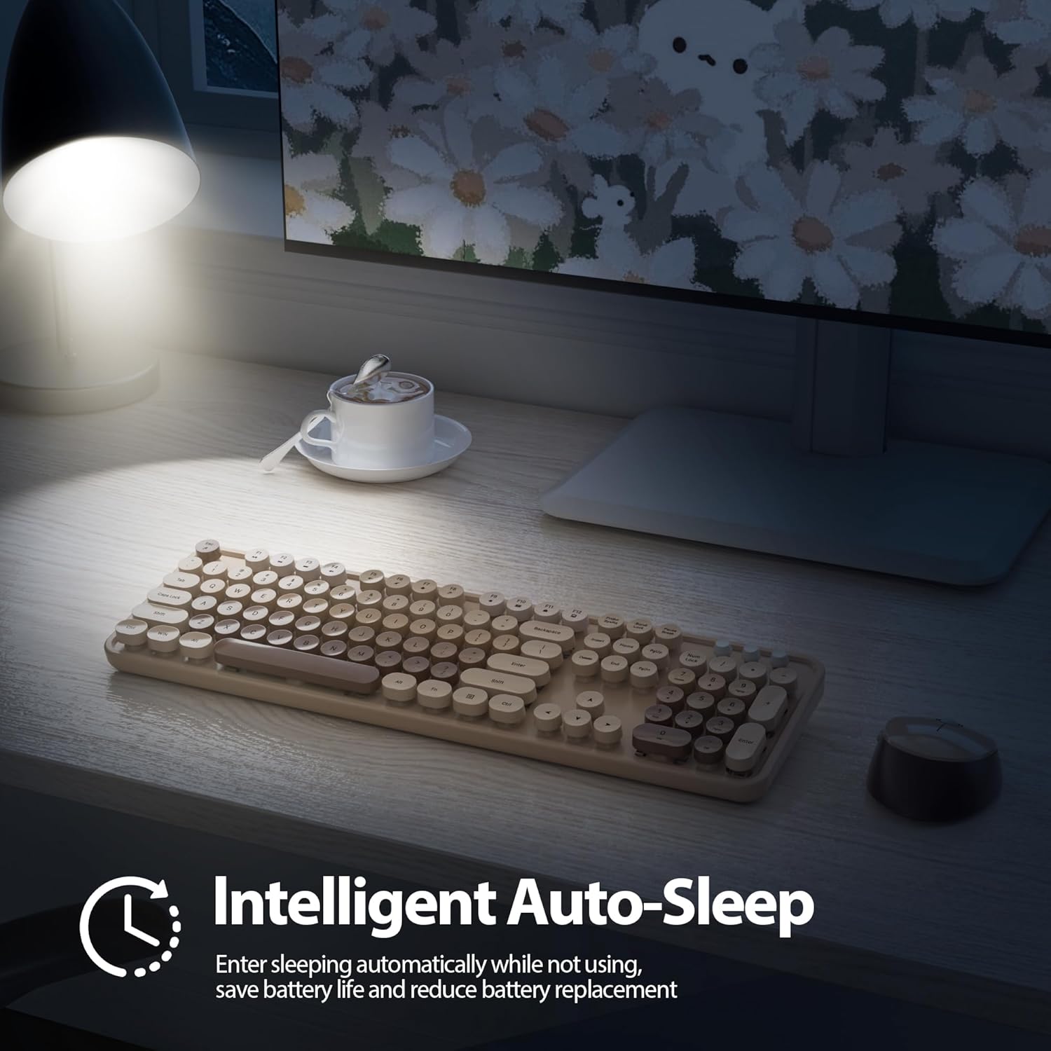 Solidee Combo Tastiera e Mouse Wireless Retro, Mixed Coffee - immagine 6