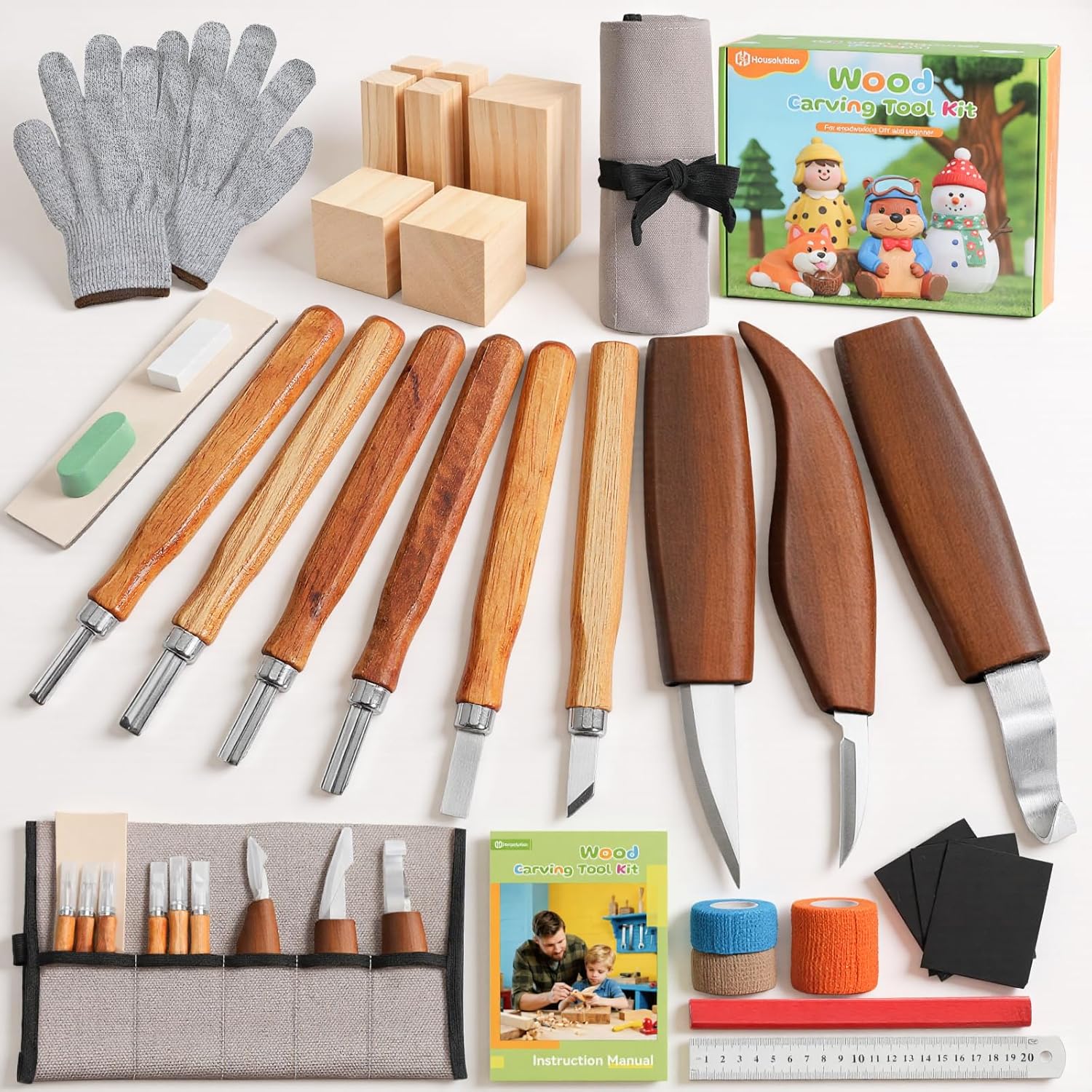 Housolution Kit Intaglio Legno 30 Pezzi con Borsa - immagine 1