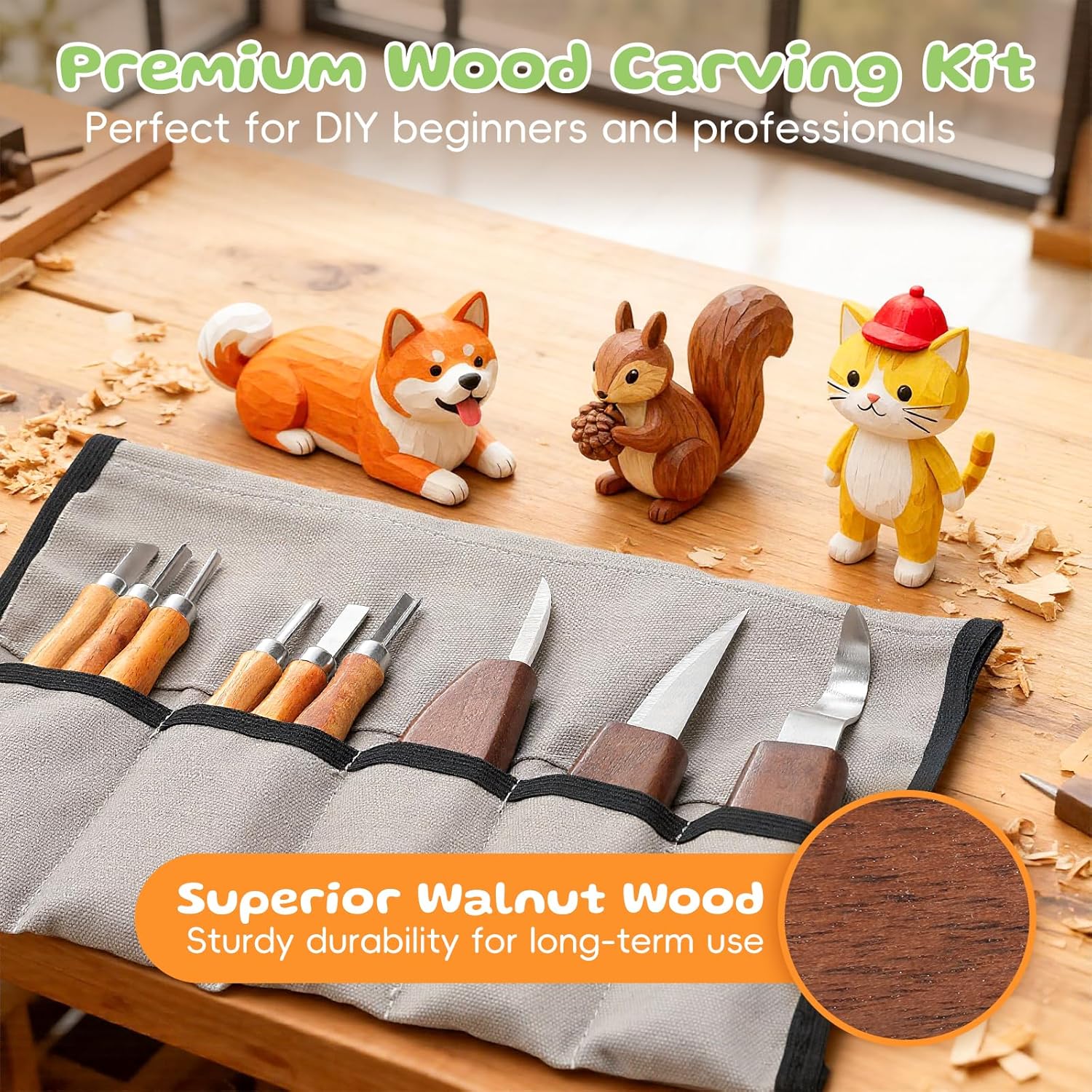 Housolution Kit Intaglio Legno 30 Pezzi con Borsa - immagine 2