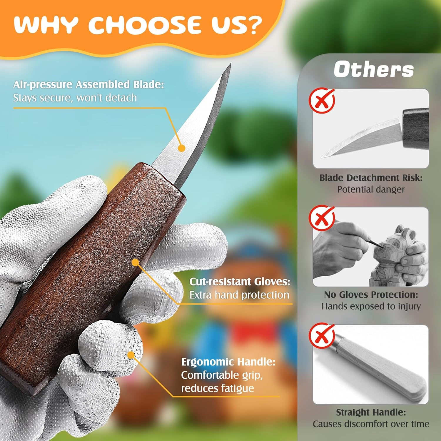 Housolution Kit Intaglio Legno 30 Pezzi con Borsa - immagine 5