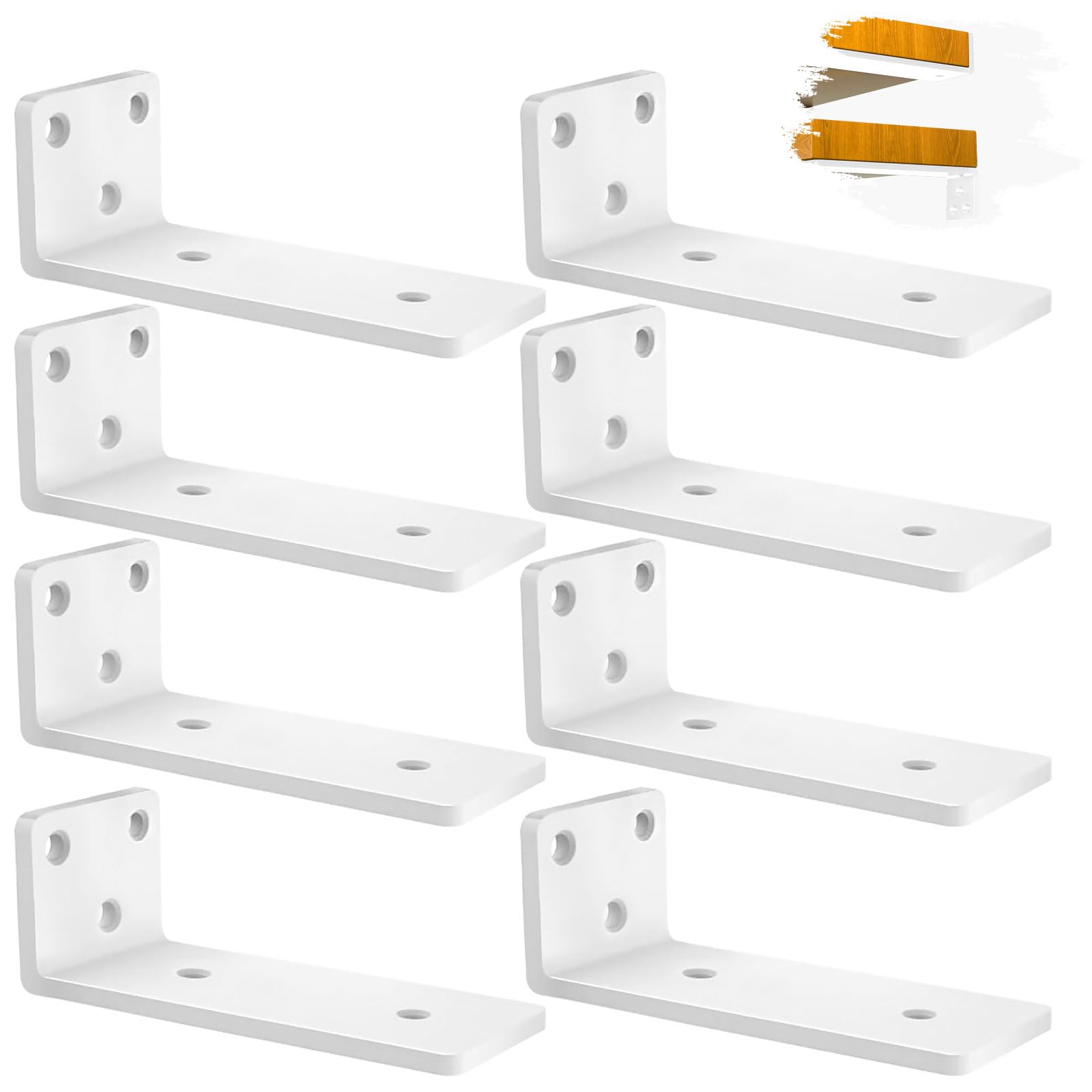 8 Pezzi Staffe Mensole Industriali a L in Metallo, Bianco 15cm