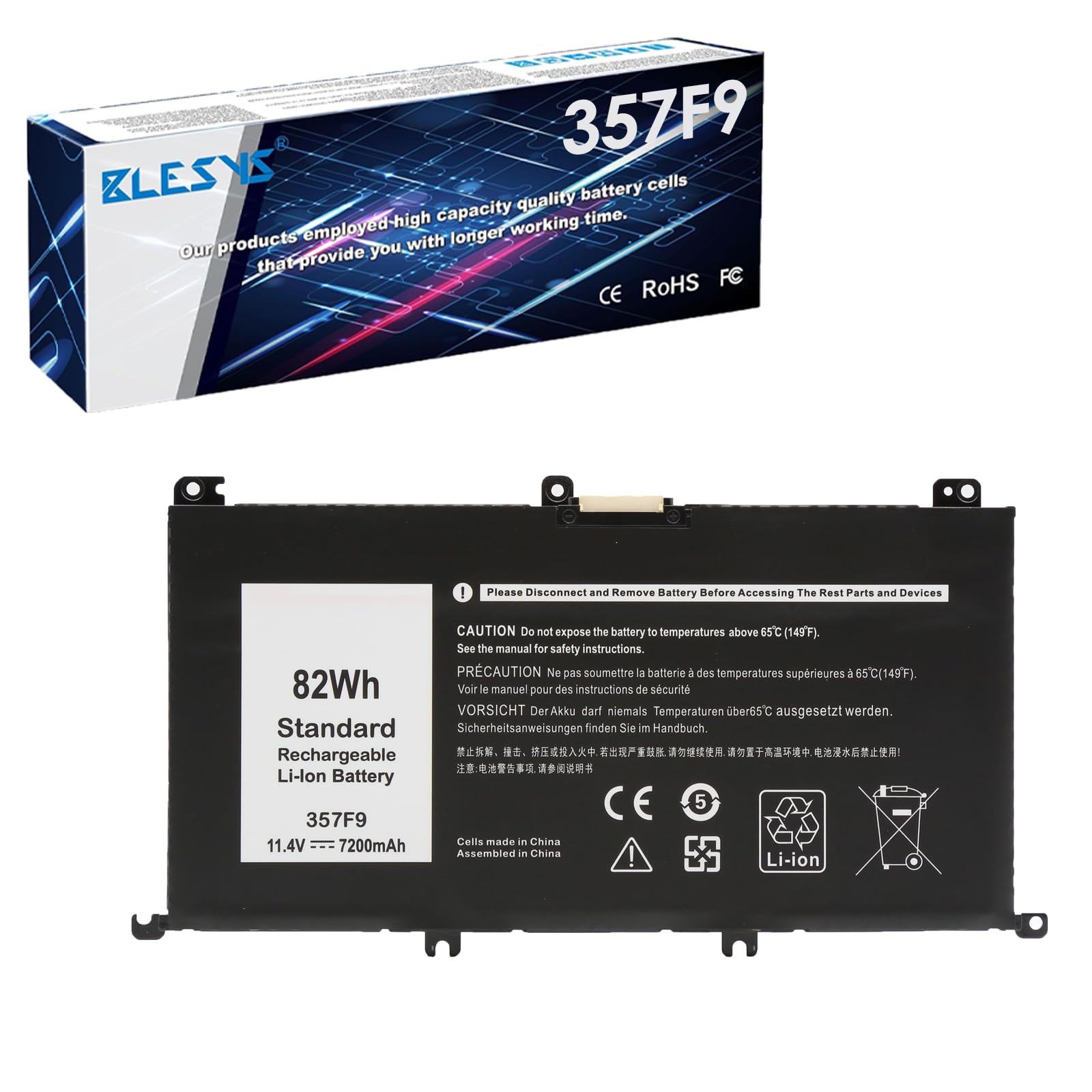 Blesys 357F9 - Batteria di Ricambio 82Wh per Dell Inspiron