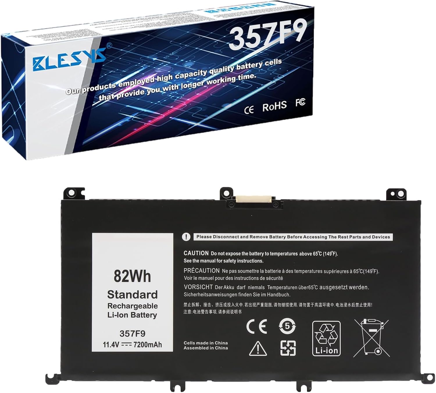 Blesys 357F9 - Batteria di Ricambio 82Wh per Dell Inspiron - immagine 1