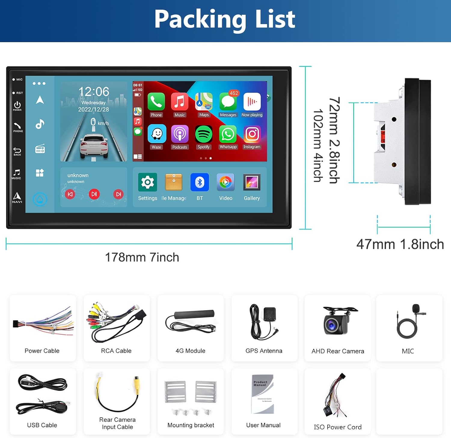 Hodozzy Autoradio Android 4G+64G 8-Core - immagine 7