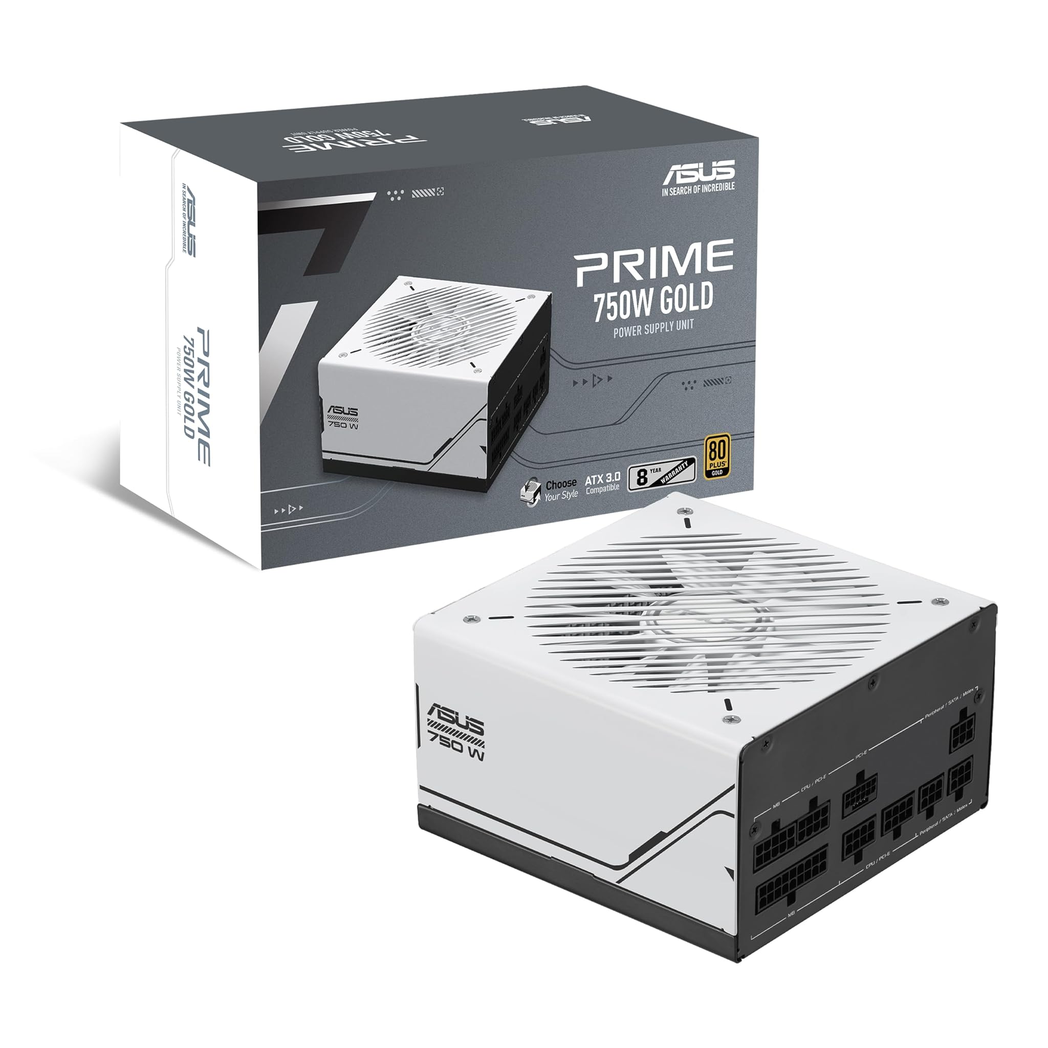 Asus Prime 750W Gold - Alimentatore Modulare PC, Bianco