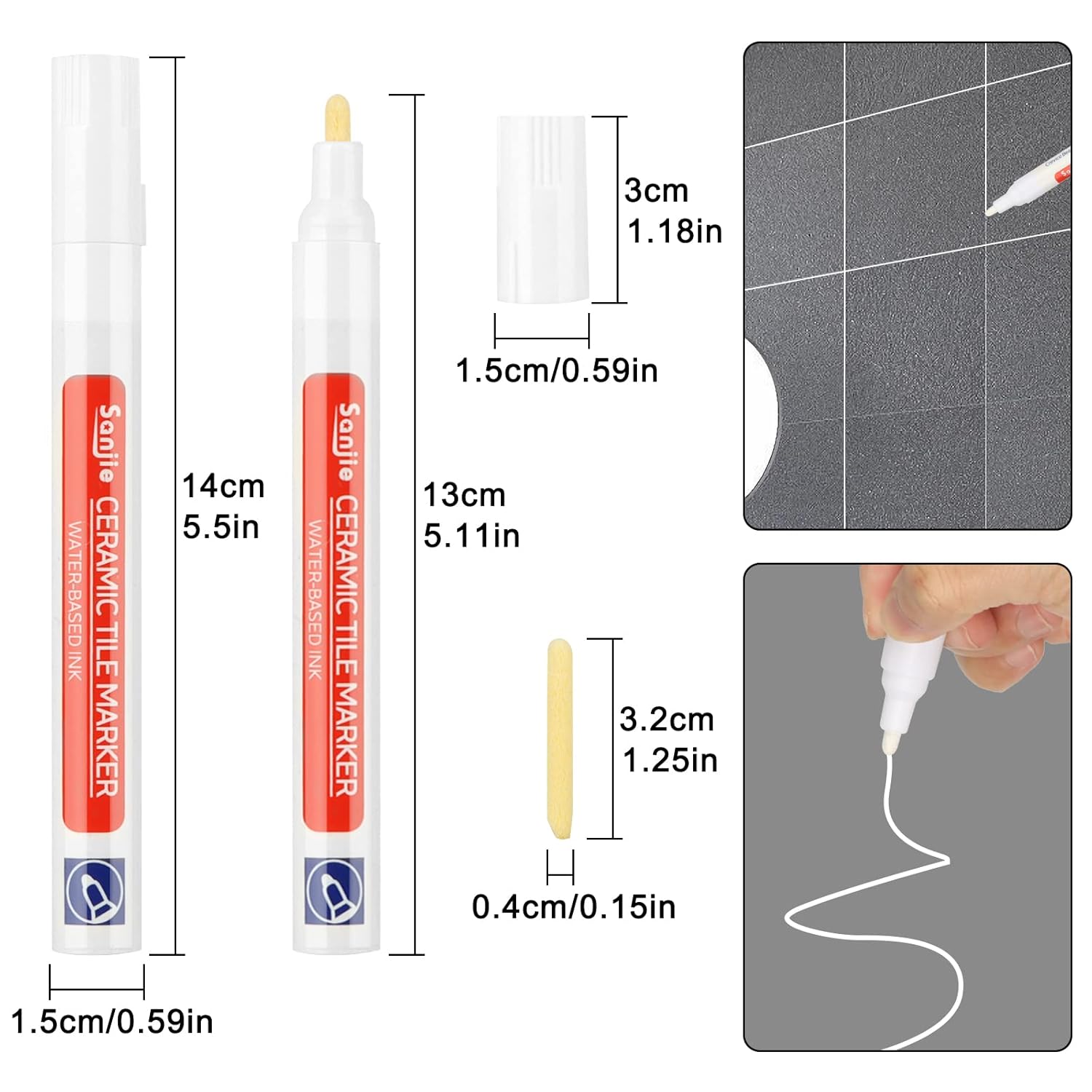 Sheryl&rain 10 Pennarelli per Fughe Piastrelle - immagine 2