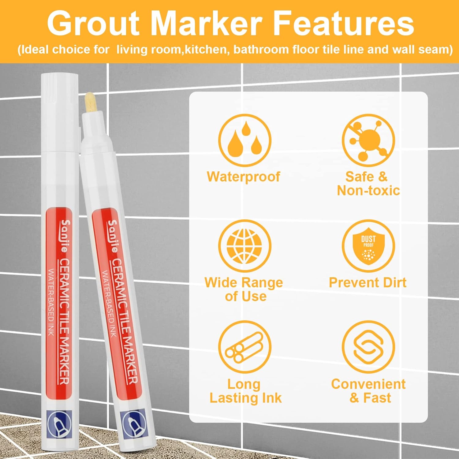 Sheryl&rain 10 Pennarelli per Fughe Piastrelle - immagine 5