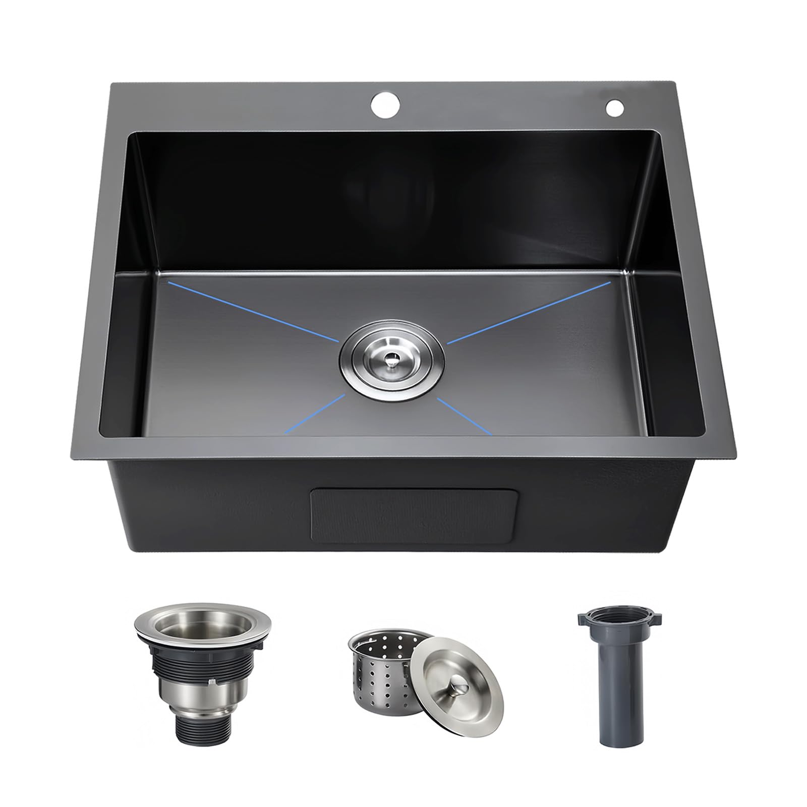 Lavello Cucina Inox Nero 40x45cm, Vasca Singola