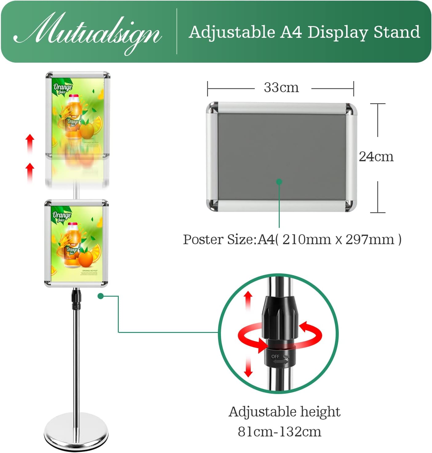 Mutualsign Supporto Espositore Poster A4 Regolabile - immagine 3