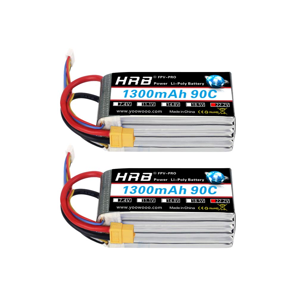 HRB 2x Batteria Lipo 6S 22.2V 1300mAh 90C XT60