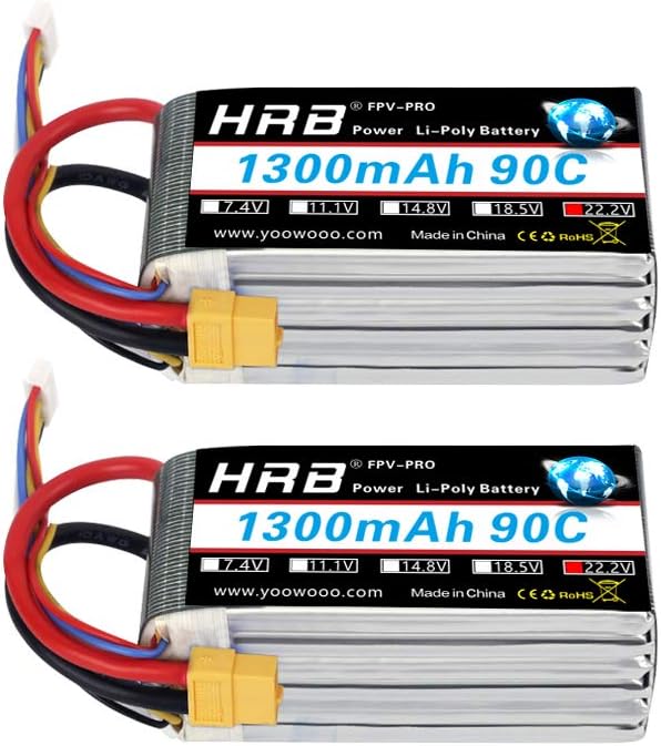 HRB 2x Batteria Lipo 6S 22.2V 1300mAh 90C XT60 - immagine 1