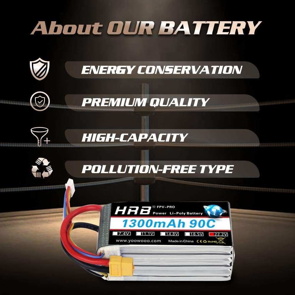 HRB 2x Batteria Lipo 6S 22.2V 1300mAh 90C XT60 - immagine 2