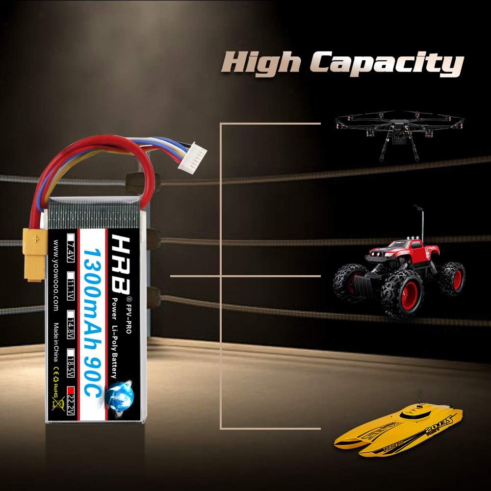 HRB 2x Batteria Lipo 6S 22.2V 1300mAh 90C XT60 - immagine 5