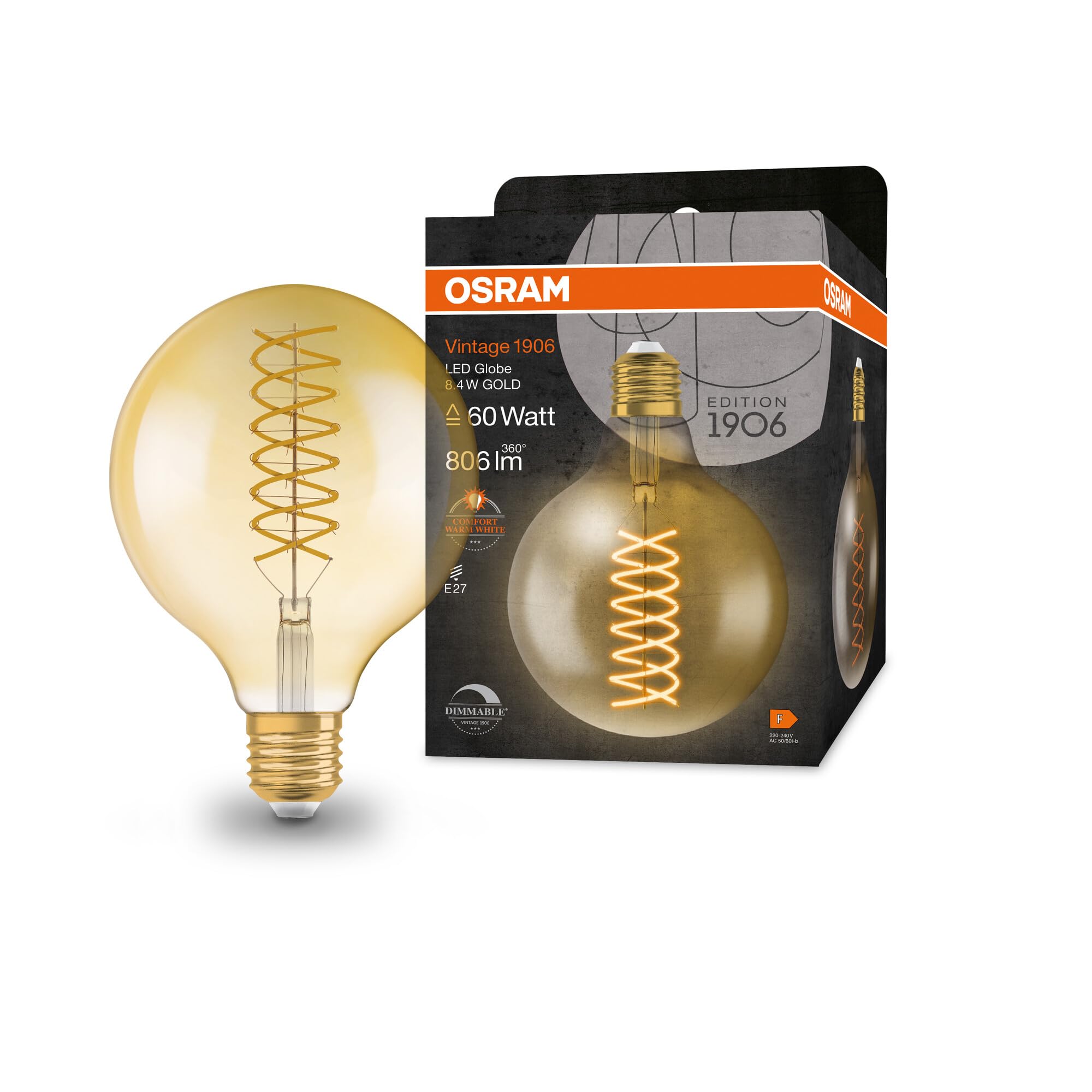 Osram Lampada LED Vintage 1906 Classic GLOBE125 FIL 60