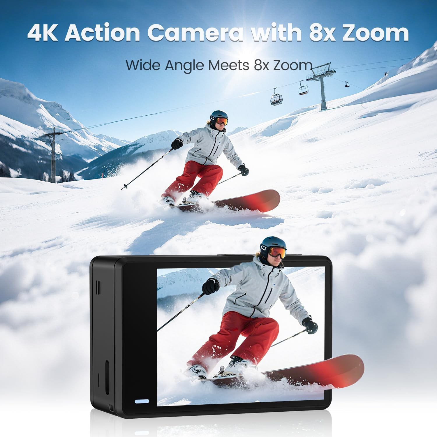 Action Cam 4K60FPS Touchscreen 40M Subacquea - immagine 3