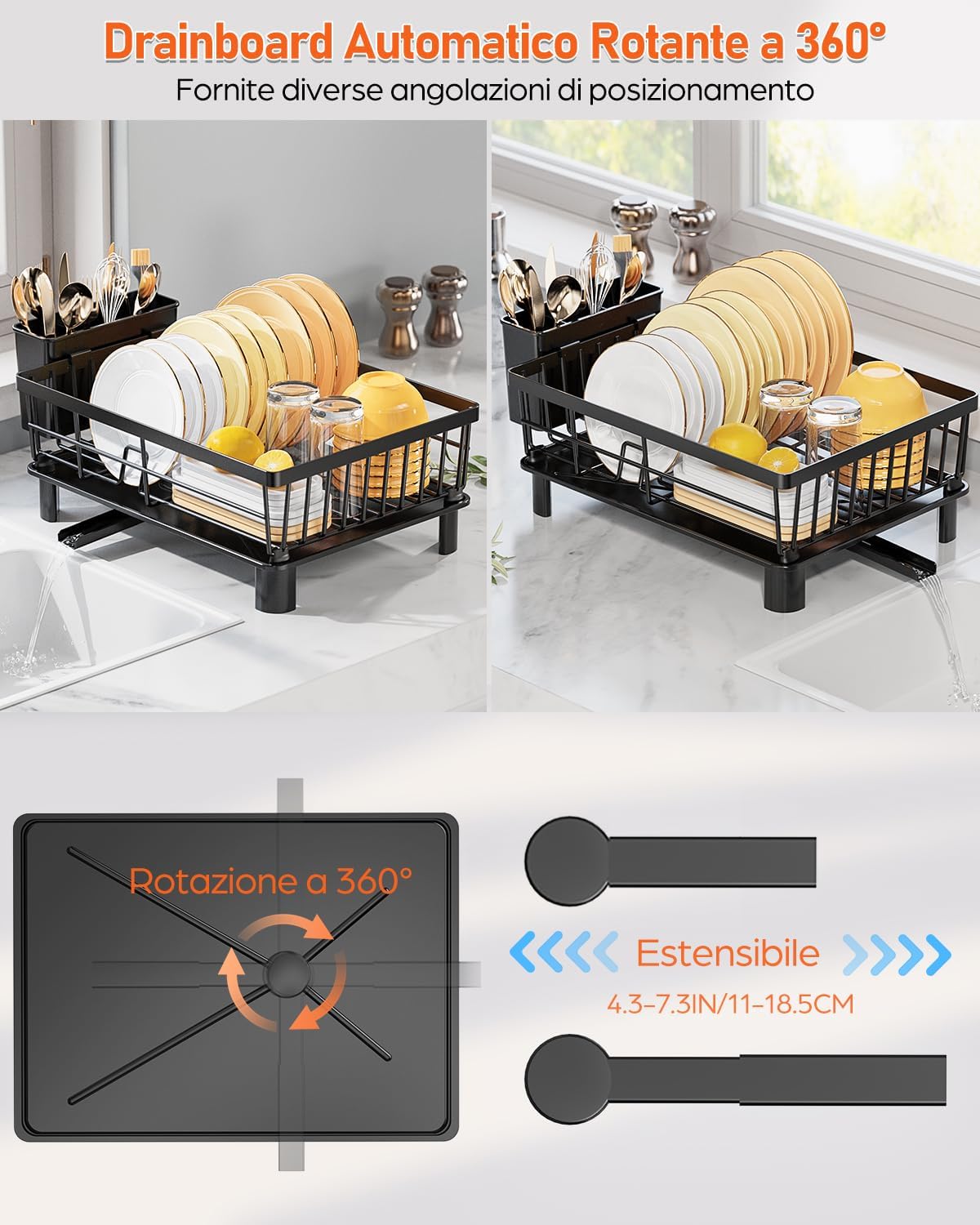 Liononly Scolapiatti da Appoggio Salvaspazio in Acciaio Inox - immagine 2