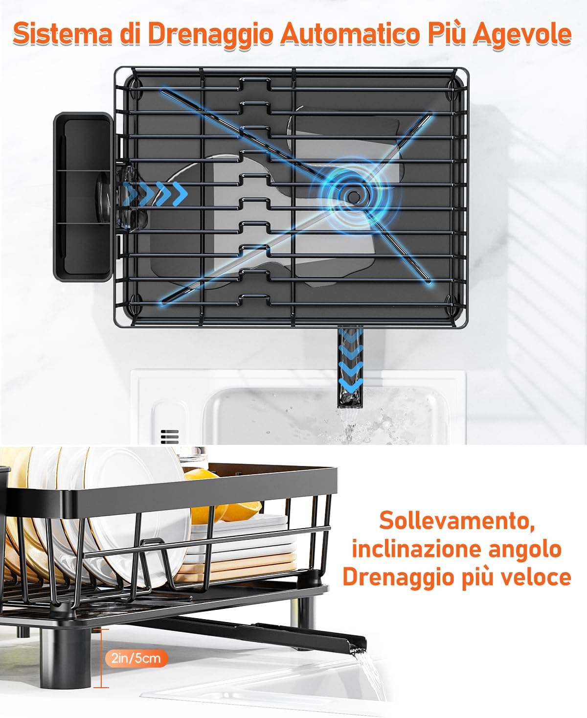 Liononly Scolapiatti da Appoggio Salvaspazio in Acciaio Inox - immagine 5